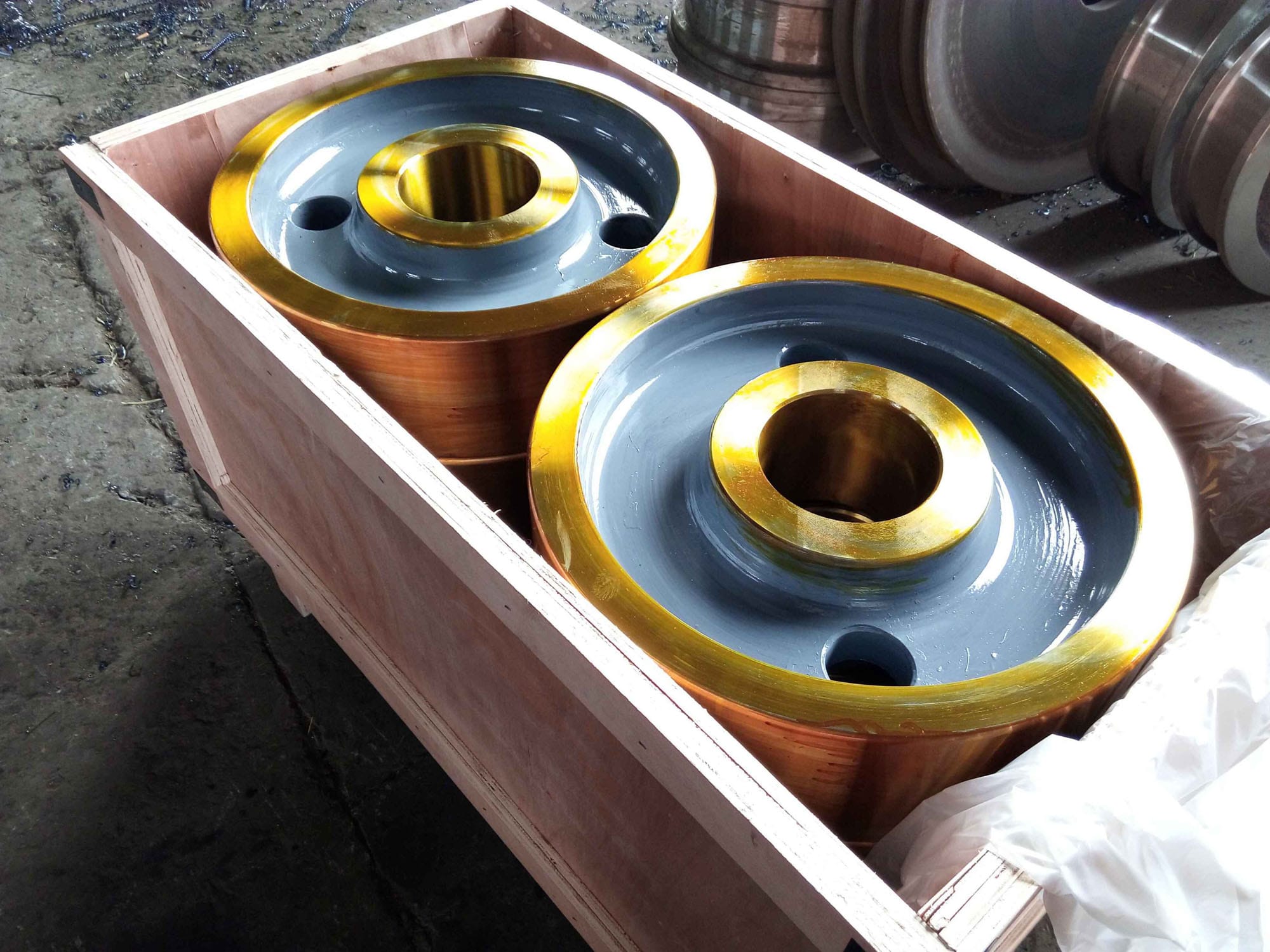 12 pcs of Dia. 500mm crane wheels package and delivery